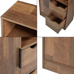 [En.Casa] Armoire de salle de bain Namsskogan 100 x 50 x 25 cm effet noyer noir en.casa