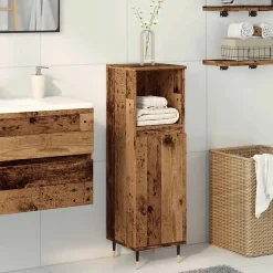 Vidaxl Armoire de salle de bain vieux bois 30x30x100cm bois ingénierie* Meuble Wc