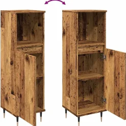 Vidaxl Armoire de salle de bain vieux bois 30x30x100cm bois ingénierie* Meuble Wc