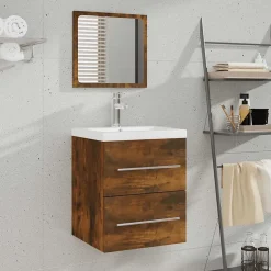 Vidaxl Armoire de salle de bain avec miroir Chêne fumé 41x38,5x48 cm* Meuble Wc
