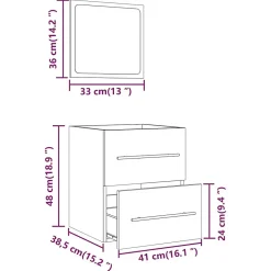 Vidaxl Armoire de salle de bain avec miroir Chêne fumé 41x38,5x48 cm* Meuble Wc