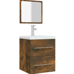 Vidaxl Armoire de salle de bain avec miroir Chêne fumé 41x38,5x48 cm* Meuble Wc