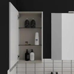 Planète Bain Armoire de salle de bain 40x80 laqué blanc brillant à suspendre