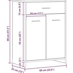 Vidaxl Armoire de salle de bain chêne artisanal 60x33x80 cm