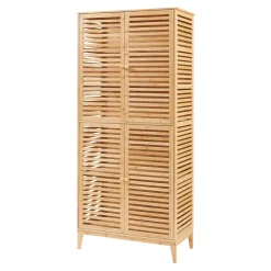[En.Casa] Armoire de salle de bain Raurgela bambou 180 x 80 x 40 cm naturel en.casa