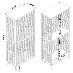 [En.Casa] Armoire de salle de bain Raurgela bambou 180 x 80 x 40 cm naturel en.casa