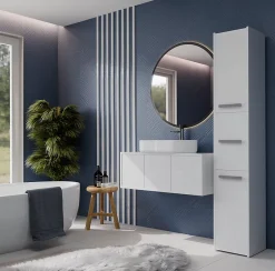 3xE Living Armoire de salle de bain, blanc mat, 170 x 30 x 30 cm