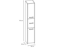 3xE Living Armoire de salle de bain, blanc mat, 170 x 30 x 30 cm