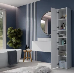 3xE Living Armoire de salle de bain, blanc mat, 170 x 30 x 30 cm