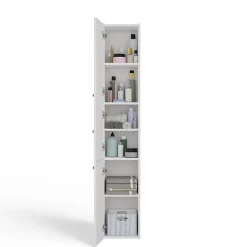 3xE Living Armoire de salle de bain, blanc mat, 170 x 30 x 30 cm