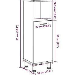 Vidaxl Armoire de salle de bain vieux bois 30x30x95 cm bois ingénierie* Meuble Wc