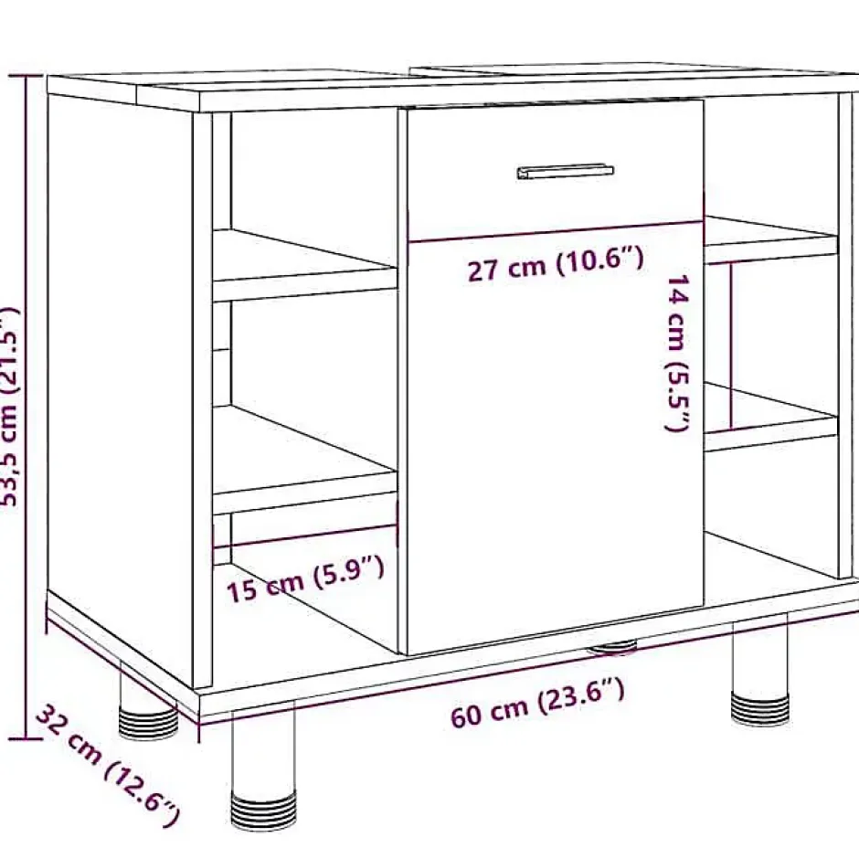 Vidaxl Armoire de salle de bain Chêne sonoma 60x32x53,5 cm Aggloméré* Meuble Wc