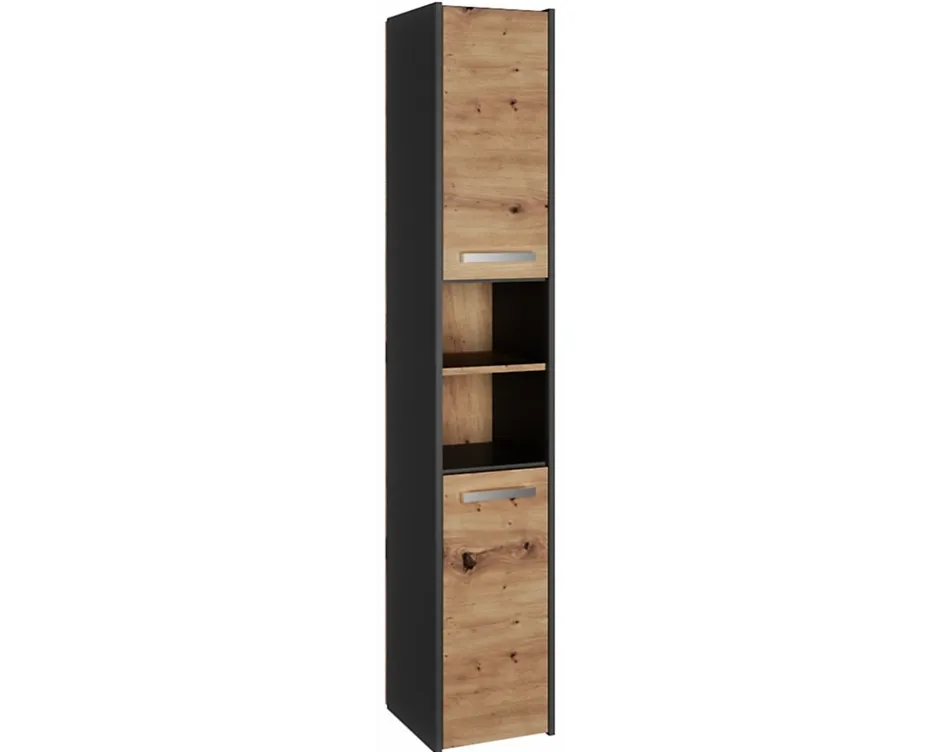 3xE Living Armoire de salle de bain, antracite, chêne artisan, 170 x 30 x 30 cm