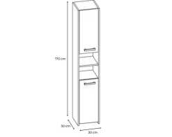 3xE Living Armoire de salle de bain, antracite, chêne artisan, 170 x 30 x 30 cm