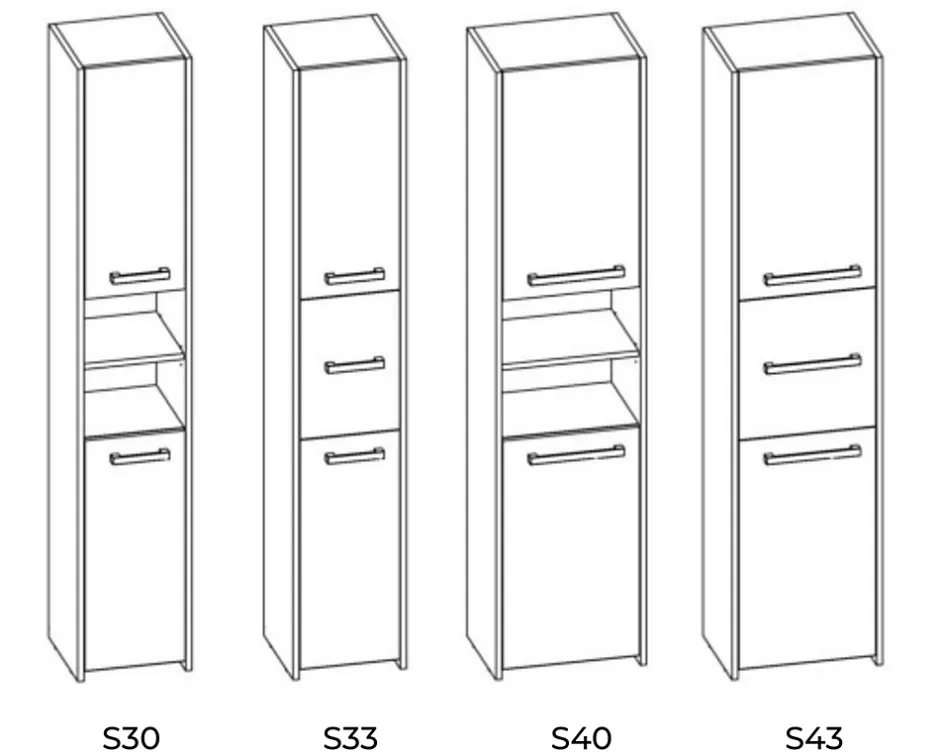 3xE Living Armoire de salle de bain, antracite, chêne artisan, 170 x 30 x 30 cm