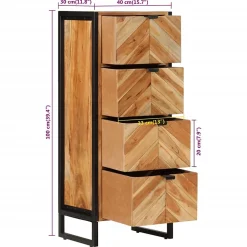 Vidaxl Armoire de salle de bain bois massif d'acacia et fer* Meuble Wc