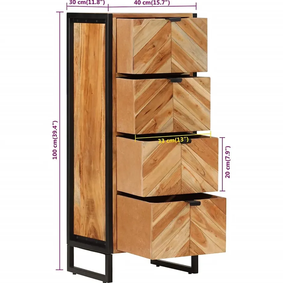 Vidaxl Armoire de salle de bain bois massif d'acacia et fer* Meuble Wc