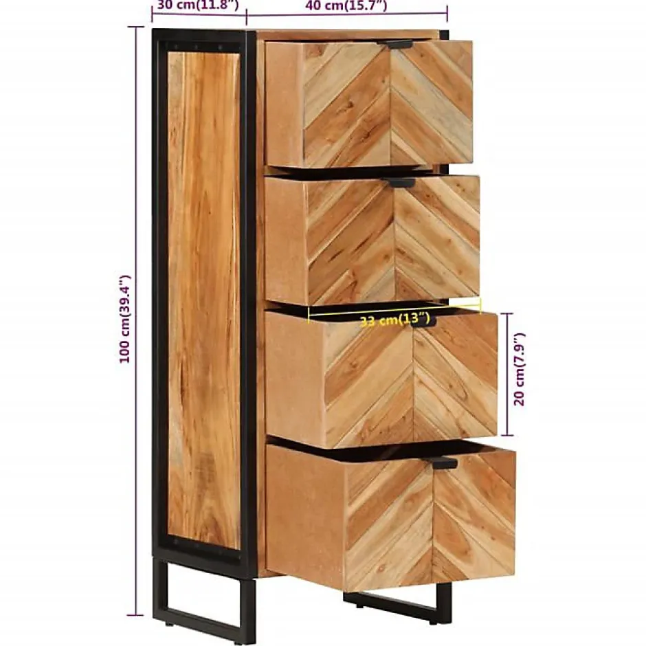 Vidaxl Armoire de salle de bain bois massif d'acacia et fer* Meuble Wc