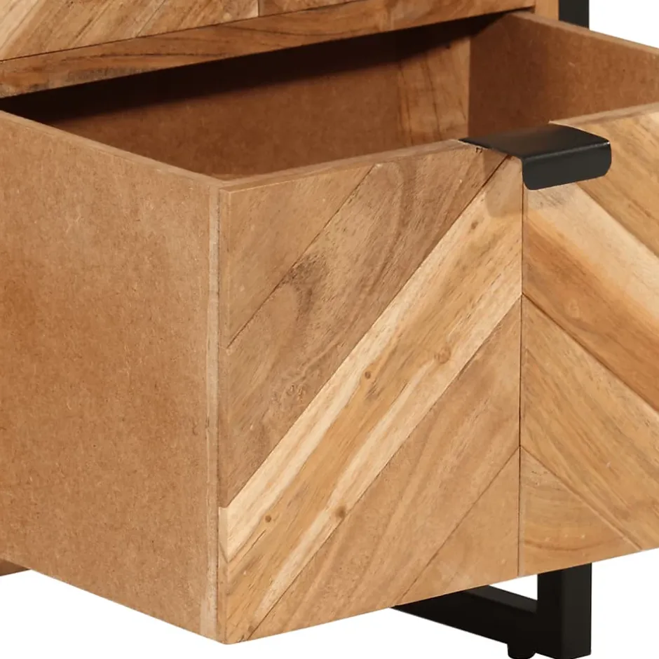 Vidaxl Armoire de salle de bain bois massif d'acacia et fer* Meuble Wc