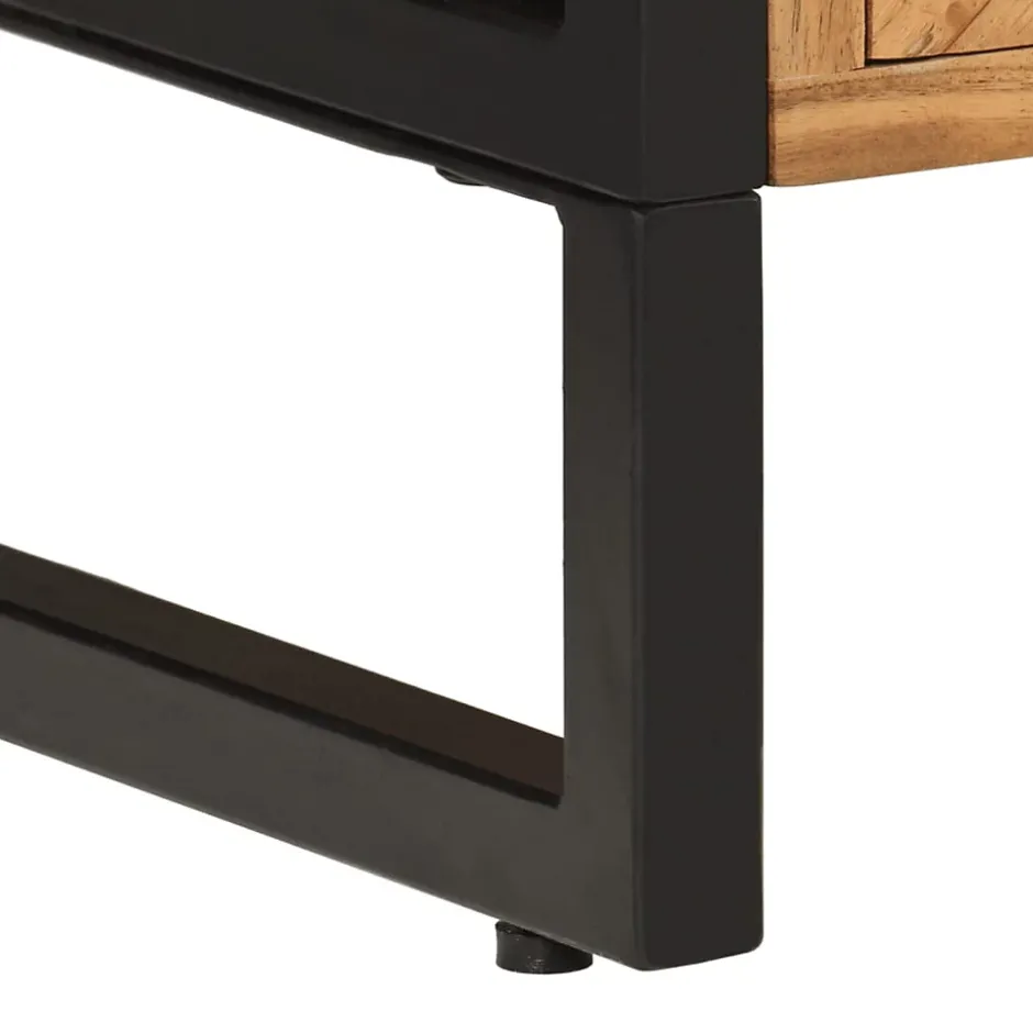 Vidaxl Armoire de salle de bain bois massif d'acacia et fer* Meuble Wc