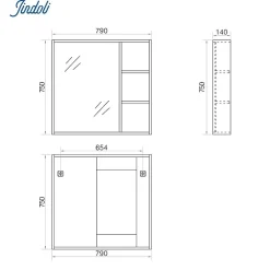 Jindoli Armoire de salle de bain avec miroir chêne brun 80 cm Aquanoma* Armoire De Toilette