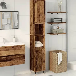 Vidaxl Armoire de salle de bain vieux bois 30x30x190cm bois ingénierie