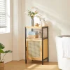 [En.Casa] Armoire de salle de bain Tervola MDF bambou rotin 80 x 40 x 35 cm noir naturel en.casa* Meuble De Salle De Bains Faible Profondeur