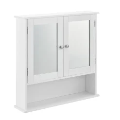 [En.Casa] Armoire de salle de bain vintage avec miroir MDF Blanc laqué en.casa