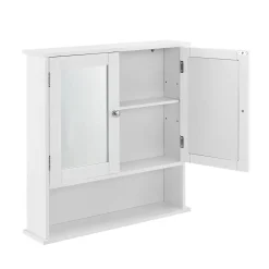 [En.Casa] Armoire de salle de bain vintage avec miroir MDF Blanc laqué en.casa