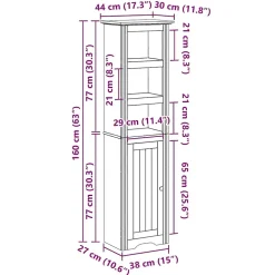 Vidaxl Armoire de salle de bain BODO blanc et marron 44x30x160 cm* Meuble Wc