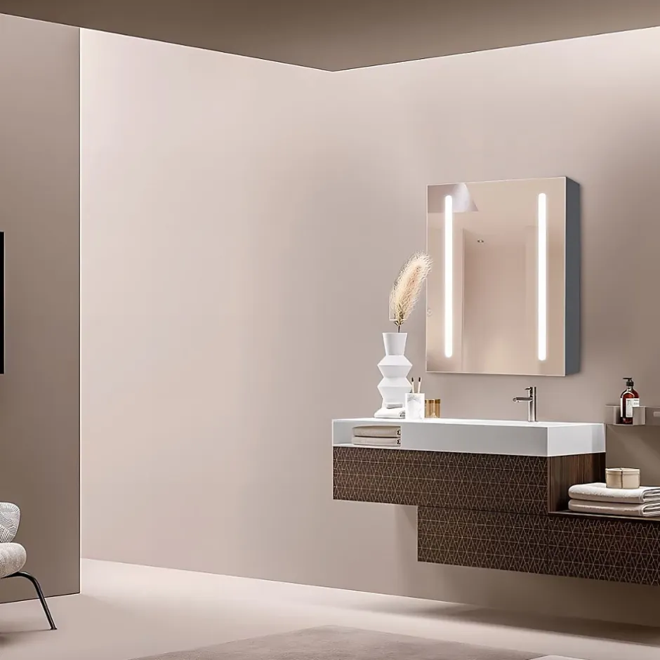 Dileci Armoire de salle de bain à miroir LED 55 x 15 x 65cm -* Armoire De Toilette