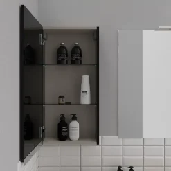Planète Bain Armoire de salle de bain 40x80 Noire brillante à suspendre* Armoire De Salle De Bains