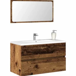 Vidaxl Armoire de salle de bain et miroir vieux bois bois d'ingénierie