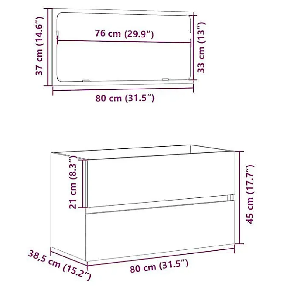 Vidaxl Armoire de salle de bain et miroir vieux bois bois d'ingénierie