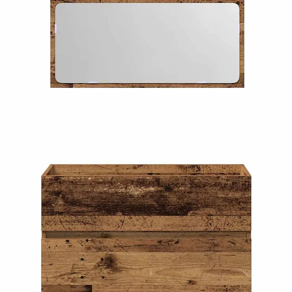 Vidaxl Armoire de salle de bain et miroir vieux bois bois d'ingénierie