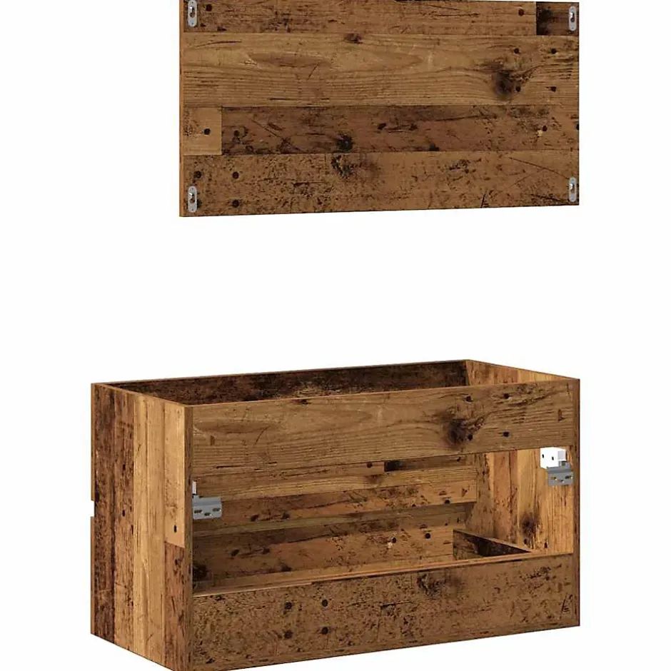 Vidaxl Armoire de salle de bain et miroir vieux bois bois d'ingénierie