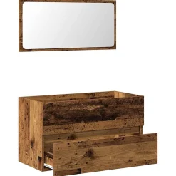 Vidaxl Armoire de salle de bain et miroir vieux bois bois d'ingénierie