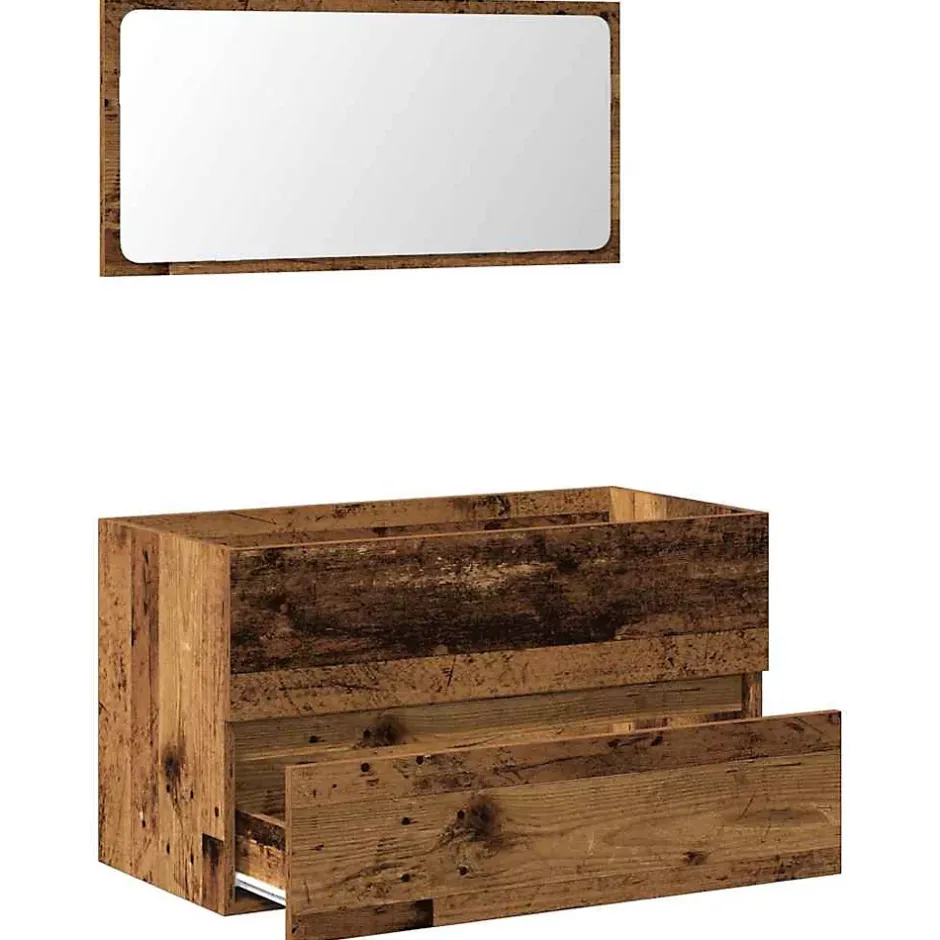 Vidaxl Armoire de salle de bain et miroir vieux bois bois d'ingénierie