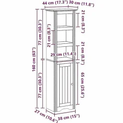 Vidaxl Armoire de salle de bain BODO gris 44x30x160 cm