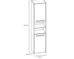 3xE Living Armoire de salle de bain, blanc mat, 170 x 40 x 30 cm* Armoire De Salle De Bains