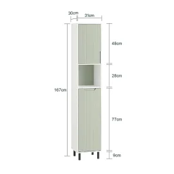 Sobuy Armoire de Salle de Bain, Meuble de Rangement avec Panier à Linge, BZR137-GR,