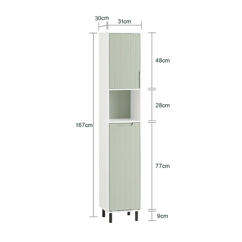 Sobuy Armoire de Salle de Bain, Meuble de Rangement avec Panier à Linge, BZR137-GR,