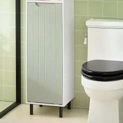 Sobuy Armoire de Salle de Bain, Meuble de Rangement avec Panier à Linge, BZR137-GR,