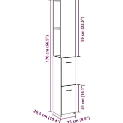 Vidaxl Armoire de salle de bain vieux bois 25x25x170cm bois ingénierie