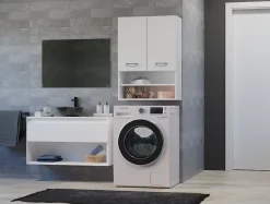 3xE Living Armoire de salle de bain pour machine à laver, 30 x 64 x 90 cm, blanc mat