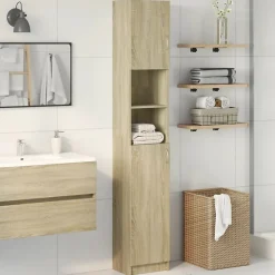 Vidaxl Armoire de salle de bain Chêne sonoma 32x25,5x190 cm Aggloméré* Meuble Wc