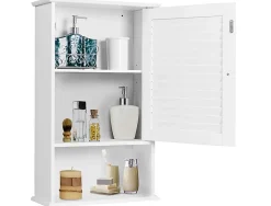 Giantex Armoire de Salle de Bain Mural Etagere Reglable en Hauteur Blanc
