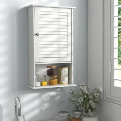 Giantex Armoire de Salle de Bain Mural Etagere Reglable en Hauteur Blanc
