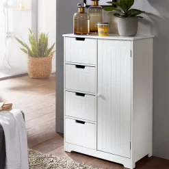 Finebuy Armoire de Salle de Bain 56x83x30 cm Commode avec Tiroir et Porte Blanc* Armoire De Salle De Bains