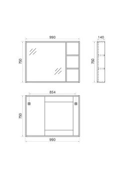 Jindoli Armoire de salle de bain avec miroir chêne brun 100 cm Aquanoma* Armoire De Toilette